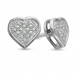 10K White Gold Heart Shaped Diamond Earrings